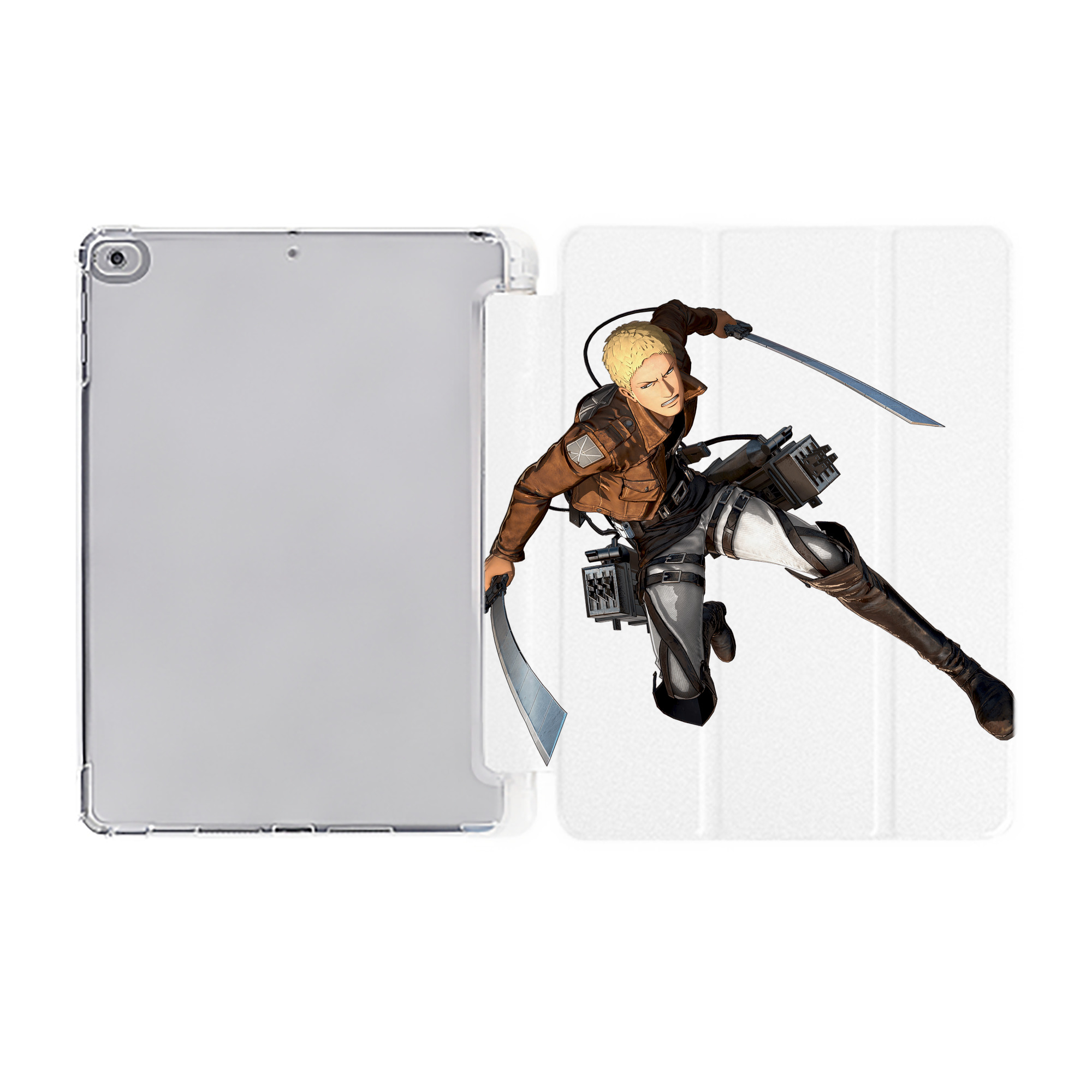 （画像用） 進撃の巨人 ライナー・ブラウン Attack on Titan Reiner Braun IPad ケース ペン収納付き 三つ折りスタンド PUレザー×シリコン 対応機種9.5/10.5/10.9インチ